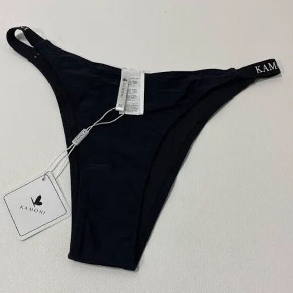 Kamoni‎ Black Brazilian Cut Bikini Bottom Black S, M NWT IN PACKAGING - Picture 1 of 5